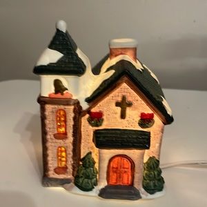 Vintage Winter Valley Cottages church